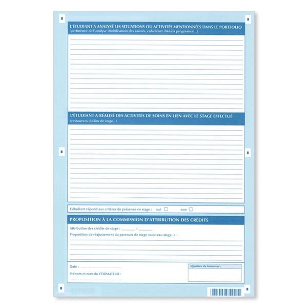 Lot de 25 feuillets - Synthèse de stage par le formateur - Version 2015 - 2 cases - Vignette 2