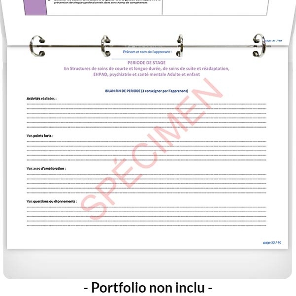 FEUILLETS intérieurs du portfolio de l'apprenant ambulancier - Vignette 3