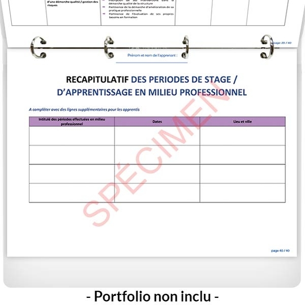 FEUILLETS intérieurs du portfolio de l'apprenant ambulancier - Vignette 4