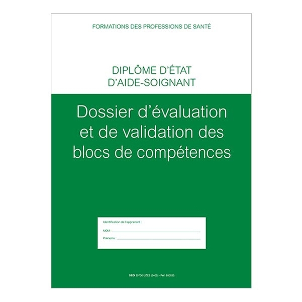 Lot de 10 couvertures pour dossier d'évaluation d'aide soignant