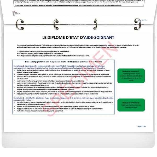 PORTFOLIO de l'élève aide-soignant - CLASSEUR avec feuillets intérieurs - Vignette 2
