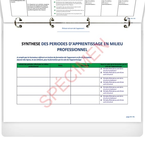 PORTFOLIO de l'élève aide-soignant - CLASSEUR avec feuillets intérieurs - Vignette 4