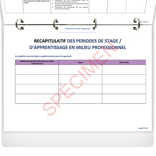 PORTFOLIO de l'apprenant ambulancier - CLASSEUR avec feuillets intérieurs - Vignette 4