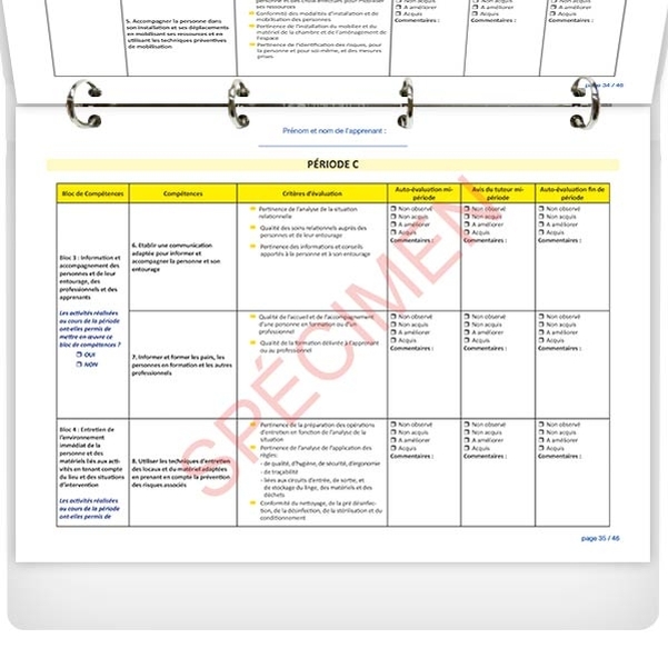 PORTFOLIO de l'élève auxiliaire de puériculture - CLASSEUR avec feuillets intérieurs - Vignette 3