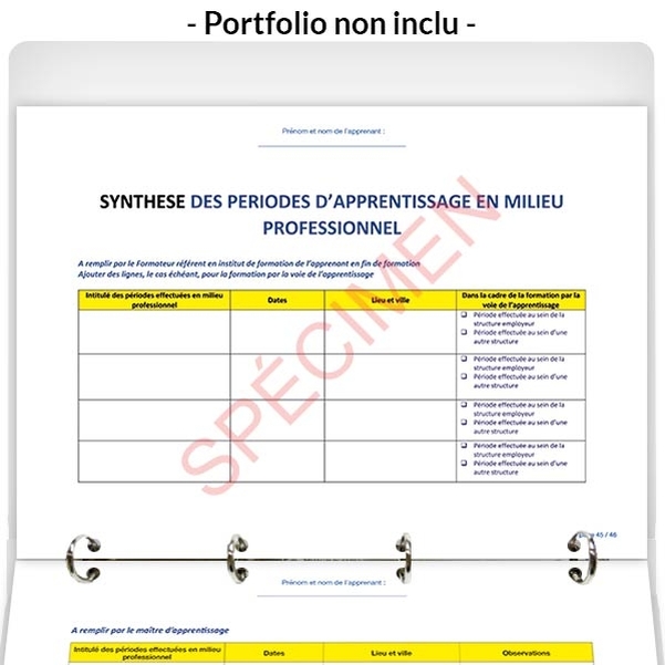FEUILLETS intérieurs du portfolio de l'élève auxiliaire de puériculture - Vignette 4
