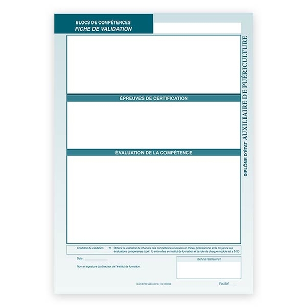Validation des blocs de compétences - Diplôme auxiliaire de puériculture