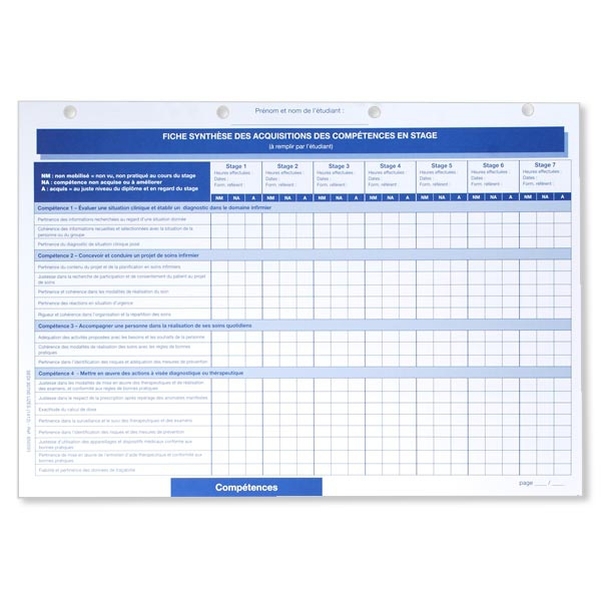 Lot de 25 feuillets : synthèse des acquisitions des compétences - Portfolio