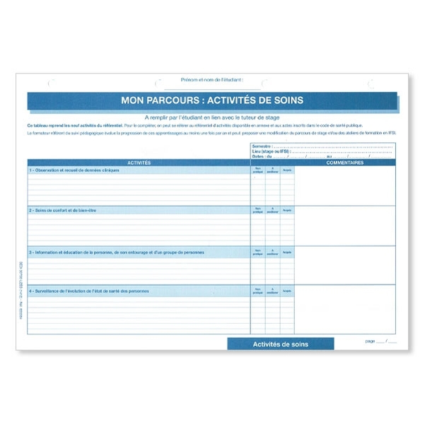 Lot de 25 feuillets : activités de soins - Portfolio