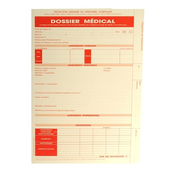 Dossier médical du personnel hospitalier