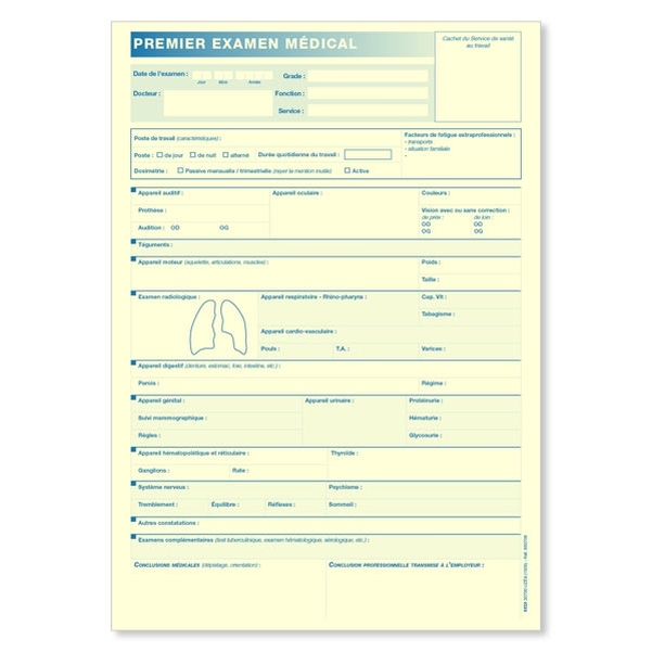 Intercalaire pour dossier médical - Médecine du travail (établissements de santé)