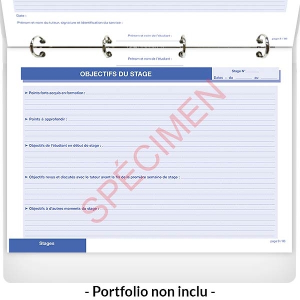 FEUILLETS intérieurs du portfolio de l'étudiant infirmier - Vignette 2