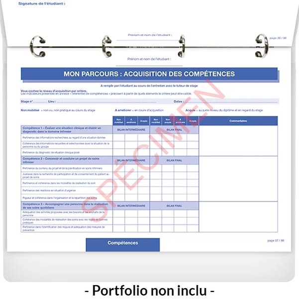 FEUILLETS intérieurs du portfolio de l'étudiant infirmier - Vignette 3