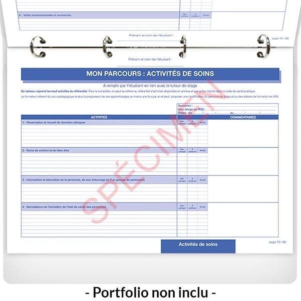 FEUILLETS intérieurs du portfolio de l'étudiant infirmier - Vignette 4