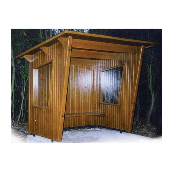Abri-bus Prestige en bois avec fenêtres latérales - L.4 m