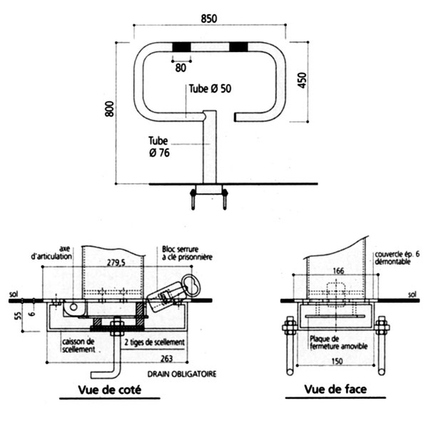 Arceau de parking rabattable Robustop - Vignette 2