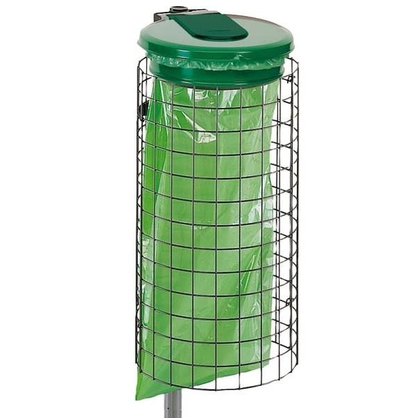 Corbeille Collecgrille 110 L vert/gris sur poteau