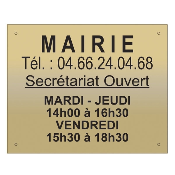 Plaque Horaires en acrylique fond or