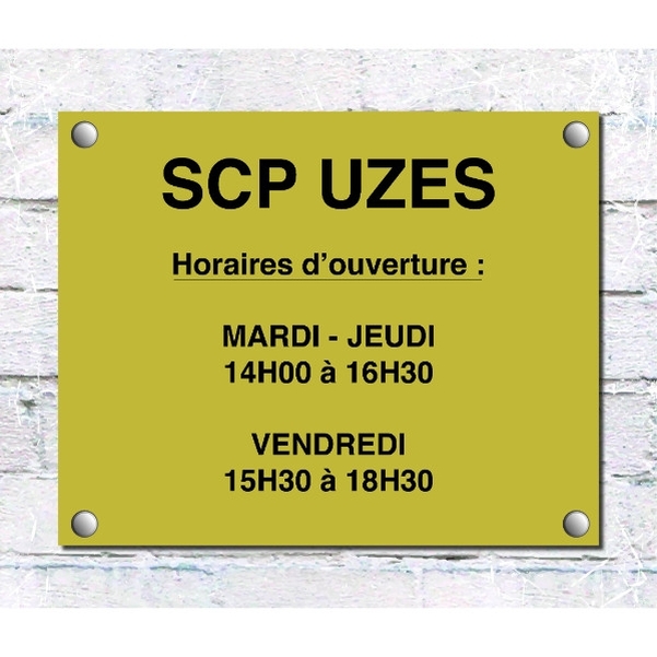 Plaque Horaires en acrylique fond or - Vignette 2