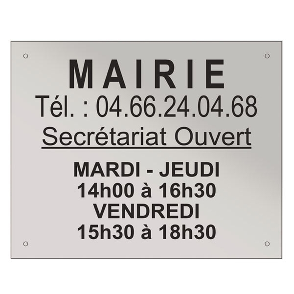 Plaque Horaires en acrylique fond argent