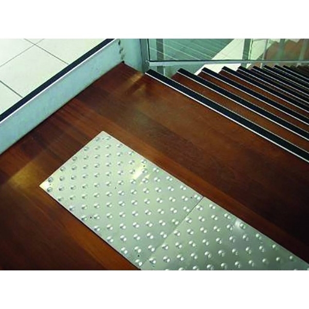 Dalle podotactile d'intérieur en acier inoxydable 412x600 mm
