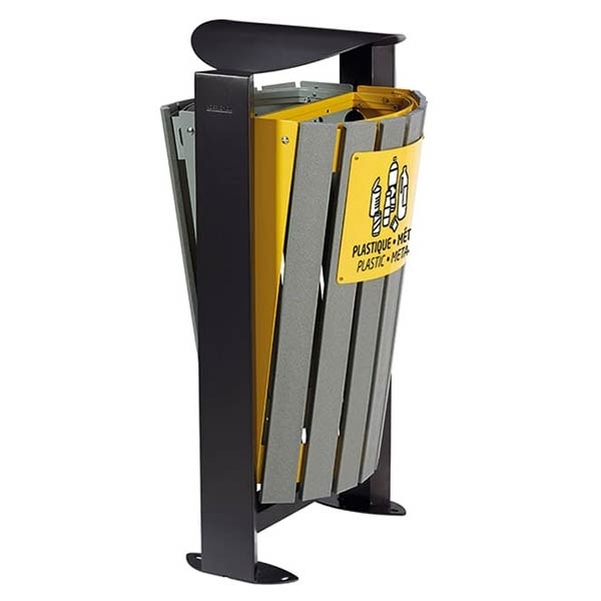 Corbeille Arkea Etik 2x60L sans cendrier gris/jaune