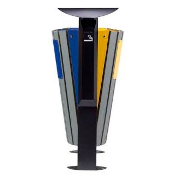 Corbeille Arkea Etik 2x60L avec cendrier bleu/jaune