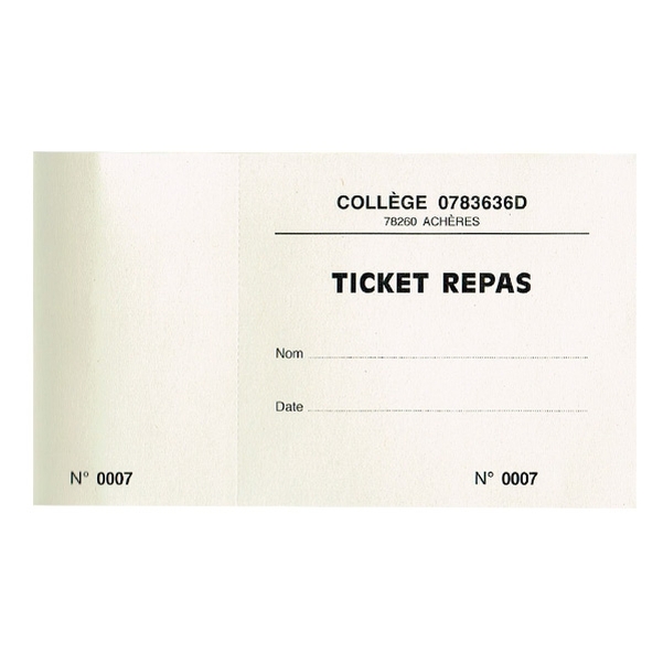 Carnet de 10 tickets 120g 8,5x15,8 cm ivoire