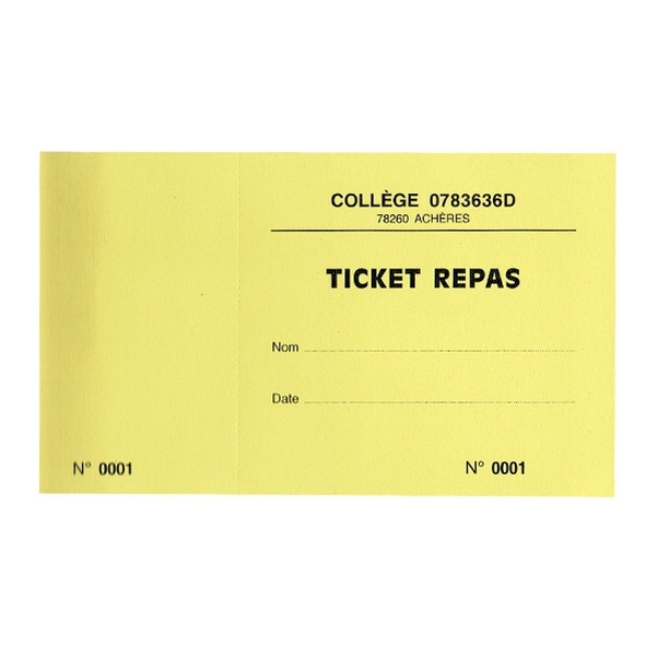 Carnet de 10 tickets 120g 8,5x15,8 cm jaune