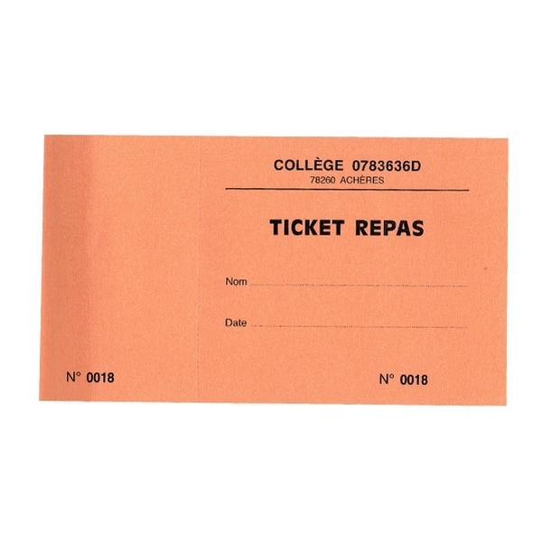 Carnet de 10 tickets 120g 8,5x15,8 cm orange