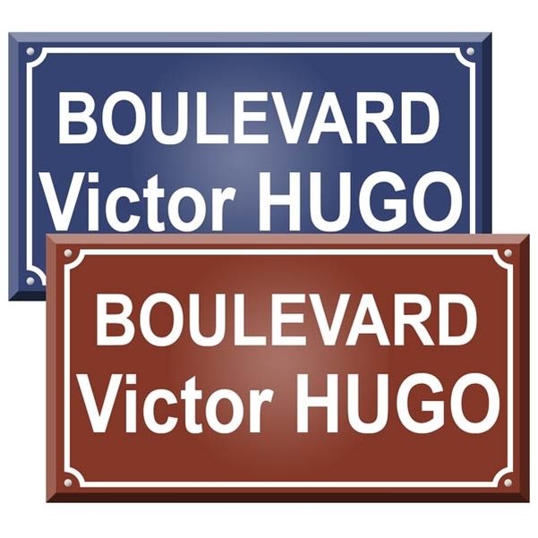 Plaque de rue en émail - 450x250 mm - Coloris au choix