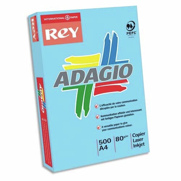 INAPA Ramette 500 feuilles papier couleur vive ADAGIO bleu vif A4 80g SANS MARQUE
