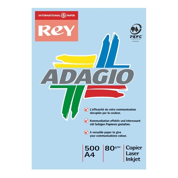 INAPA Ramette 500 feuilles papier couleur vive ADAGIO bleu vif A4 80g SANS MARQUE - Vignette 2