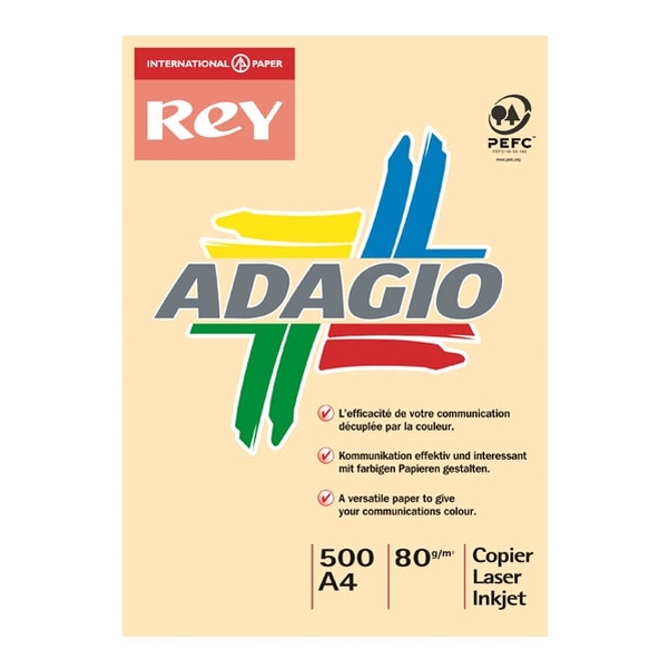 INAPA Ramette 500 feuilles papier couleur pastel ADAGIO saumon pastel A4 80g SANS MARQUE - Vignette 2