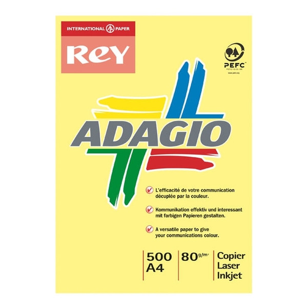 INAPA Ramette 500 feuilles papier couleur pastel ADAGIO canari pastel A4 80g SANS MARQUE - Vignette 2