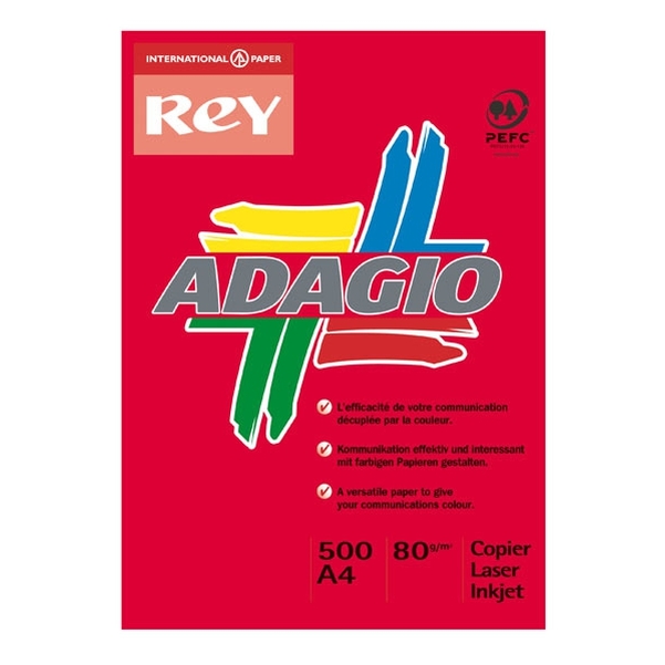 INAPA Ramette 500 feuilles papier couleur intense ADAGIO rouge intense A4 80g SANS MARQUE - Vignette 2