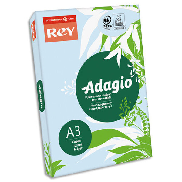INAPA Ramette 500 feuilles papier couleur pastel ADAGIO bleu pastel A3 80g SANS MARQUE