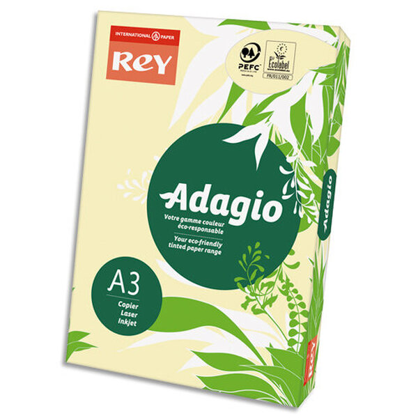 INAPA Ramette 500 feuilles papier couleur pastel ADAGIO canari pastel A3 80g SANS MARQUE