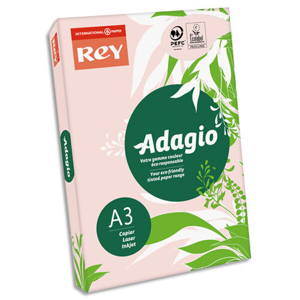 INAPA Ramette 500 feuilles papier couleur pastel ADAGIO rose pastel A3 80g SANS MARQUE