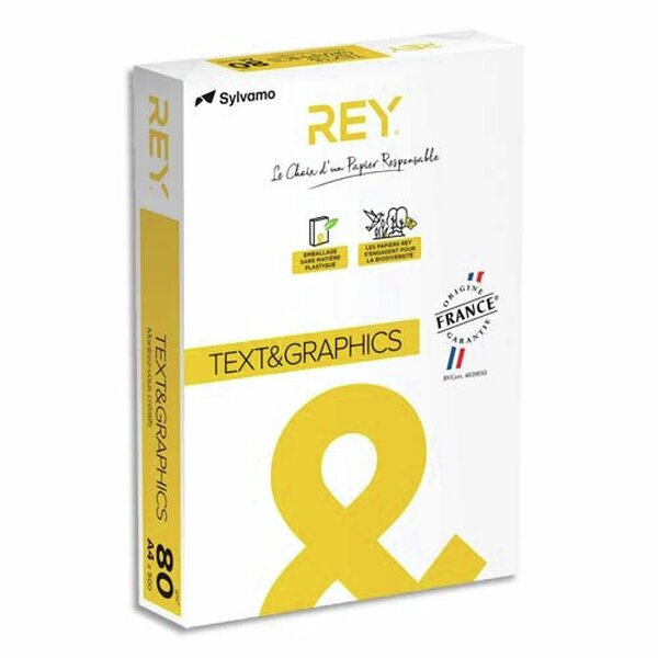 INAPA Ramette 500 feuilles papier TEXT & GRAPHICS A4 80g CIE 170 haute blancheur très satiné REY