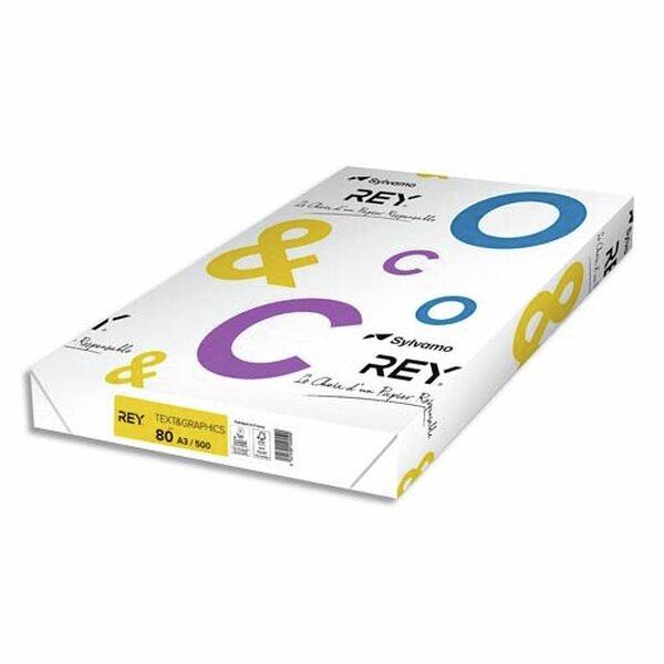 INAPA Ramette 500 feuilles papier TEXT & GRAPHICS A3 80g CIE 170 haute blancheur très satiné REY