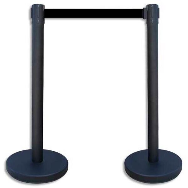 Kit de 2 poteaux noirs Reco + sangle noire de 2 mètres sans frein - Base D32 cm, hauteur 91 cm VISO