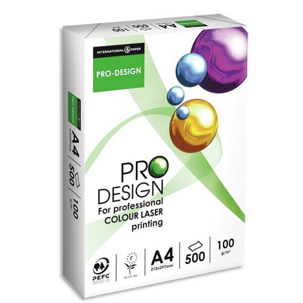 INAPA Ramette 250 feuilles papier extra blanc satiné PRO DESIGN A4 250G CIE 168 REY