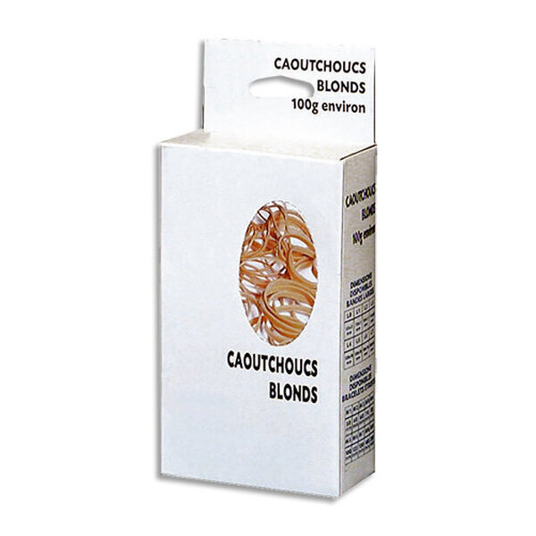 Boîte distributrice de 100g d'élastique en caoutchouc blond étroit 100x1,8mm WONDAY