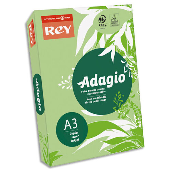 INAPA Ramette 500 feuilles papier couleur vive ADAGIO vert vif A3 80g SANS MARQUE