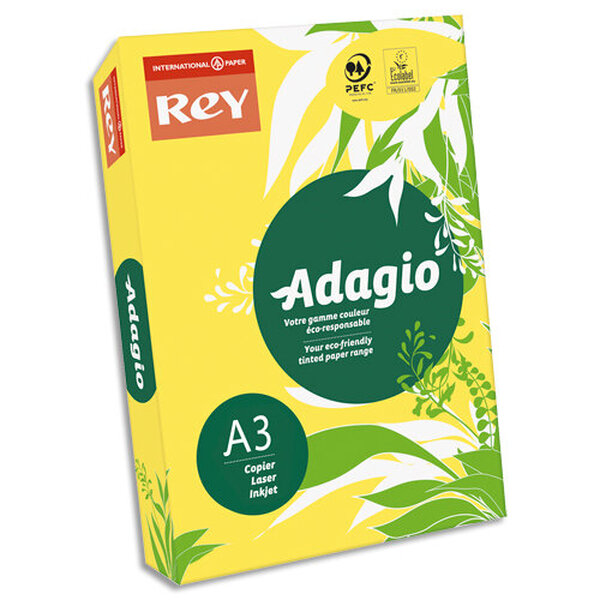 INAPA Ramette 500 feuilles papier couleur intense ADAGIO jaune intense A3 80g SANS MARQUE