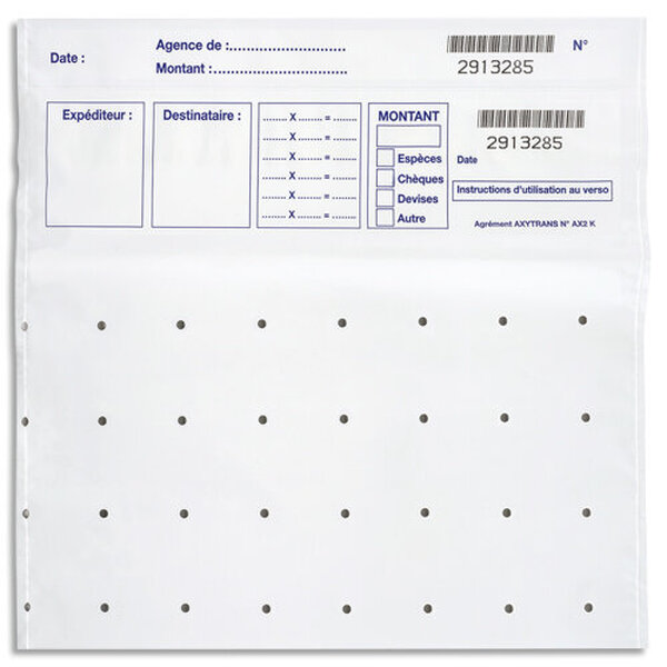 Lot de 100 sachets de sécurité pour billets 14202-1 RESKAL