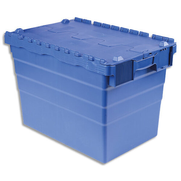 Bac de rangement navette 78L polypropylène Bleu, gerbable et emboitable, poignées, Dim 60x40X41,6cm VISO