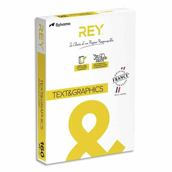 INAPA Ramette 250 feuilles papier TEXT & GRAPHICS A4 160g CIE 170 haute blancheur très satiné REY