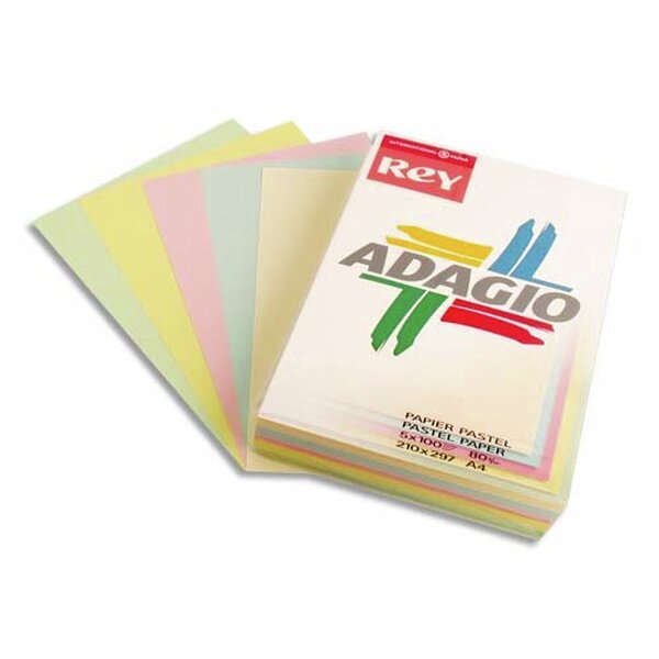 INAPA Ramette 50 feuilles x 5 teintes papier couleur pastel & vive ADAGIO assortis pastel&vifs A4 160g SANS MARQUE