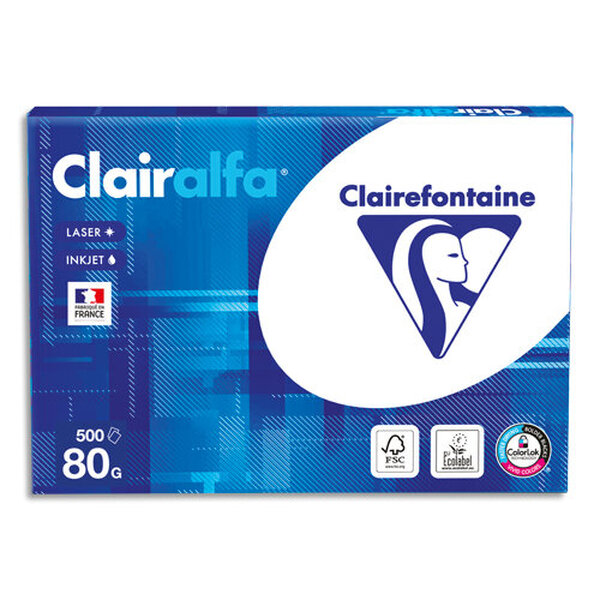 Ramette de 500 feuilles papier blanc CLAIRALFA 80 grammes format A4 1979 CLAIREFONTAINE